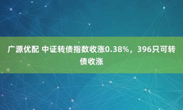 广源优配 中证转债指数收涨0.38%，396只可转债收涨